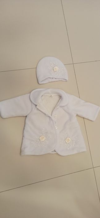 Sukienka, płaszczyk, buciki do chrztu