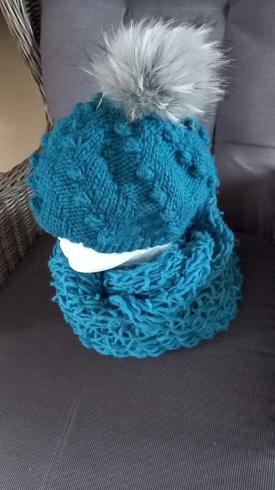 Turkusowy komplet czapka Mohito szal Top Secret