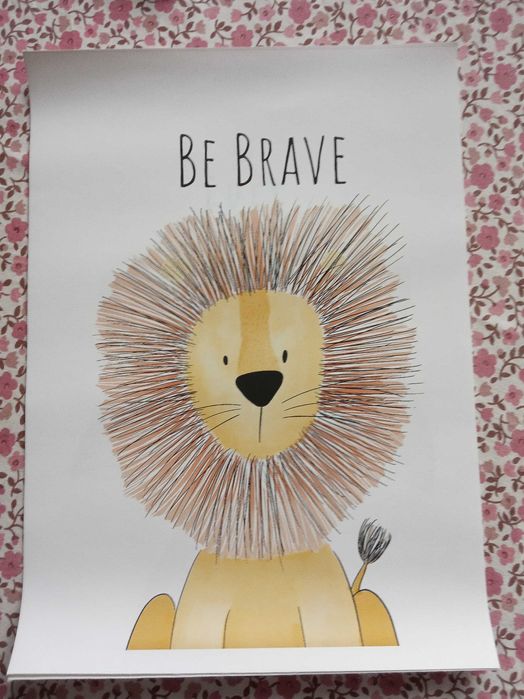 Obrazek do ramki na tkaninie kot lew lis dla dziecka