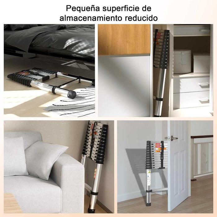 Escada telescópica 3,8 metros aço inoxidável - NOVO - ENVIO GRÁTIS