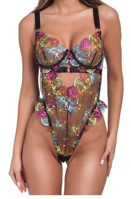 Super  sexy body w koronkowe kwiaty