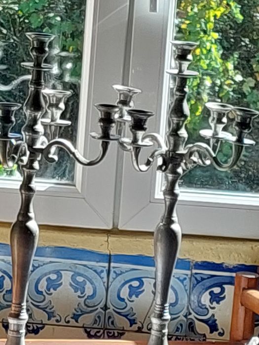 CANDELABROS ESTANHO de 5 lumes muito antigos e bonitos
