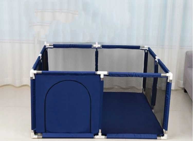 Kojec dla dzieci kwadrat Niebieski Kulki Kosz 126x126cm