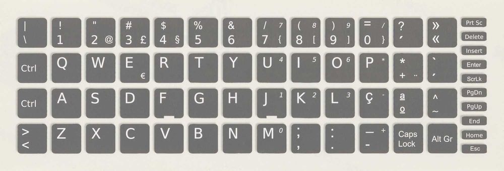 Película Teclado Autocolante Cinzento Windows PT 13x13 Stickers