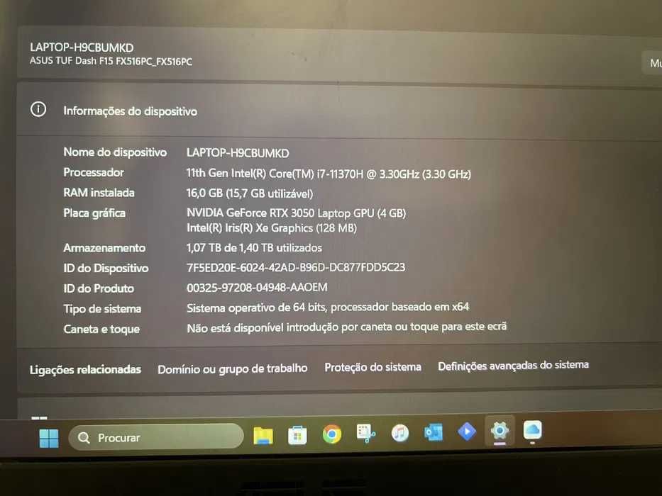 ASUS TUF Gaming F15 – i7 / 16GB RAM / SSD 1.5TB