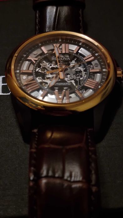 Zegarek Bulova automatyczny złoty brązowy pasek oryginalny