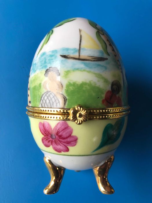 Porcelanowe Jajko Szkatułka , puzderko - styl FABERGE
