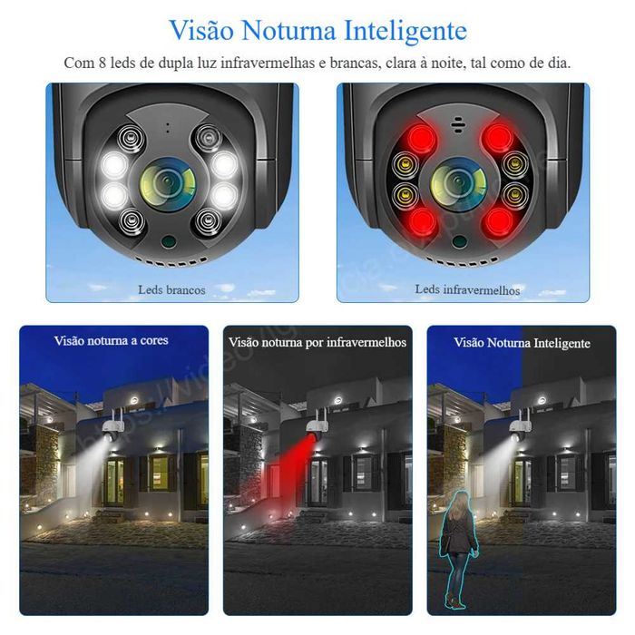 Câmara IP ‼️ WiFi / Sem Fios ‼️ Zoom Digital 5x ‼️ Visão Noturna Cores