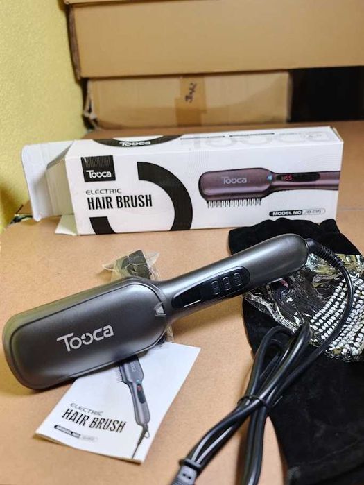 (NOVO) Escova Alisadora de Cabelo Elétrica Tooca JD-815 com Display e Acessórios