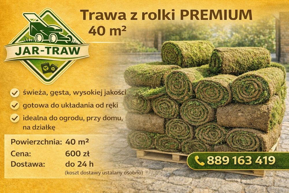Trawa z rolki 40 m2 trawy rolowanej z dostawa pod dom