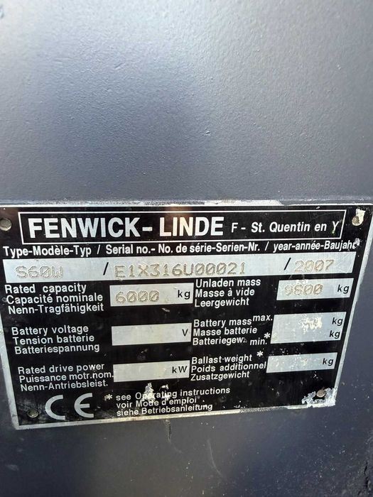 Wózek widłowy boczny Linde S60, pekins, 6t, baumann,