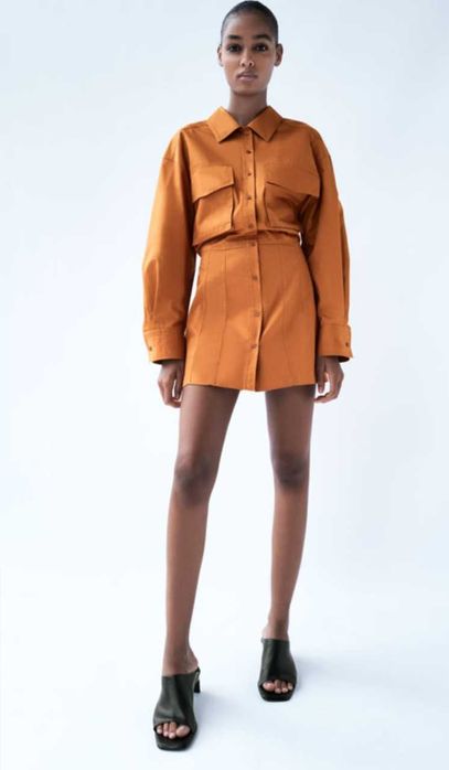 ZARA Koszulowa sukienka z wycięciem XS/34