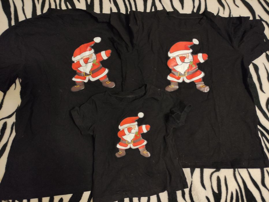 Новорічні футболки для сім'ї 3 шт, комбінезон єнот на зріст 80 см,боді