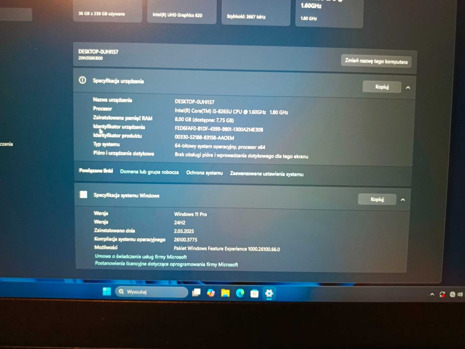 Laptop Lenovo T490 i5 Win11 podświetlenie super bateria ok 12h