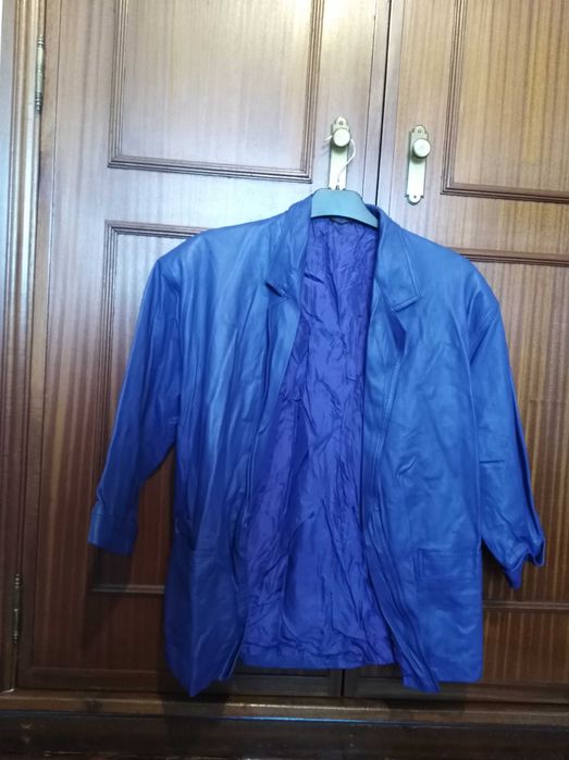 Casaco curto, blazer, vintage em couro genuíno