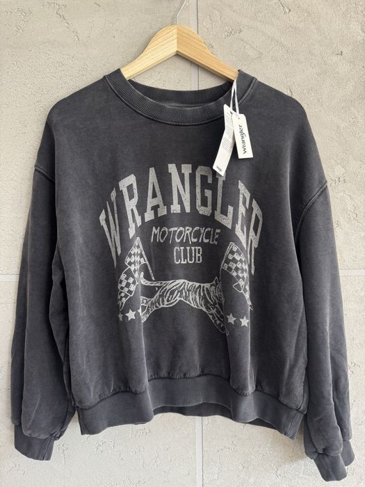 Oryginalna Bawełniana Bluza Damska Wrangler Szara z Nadrukiem M