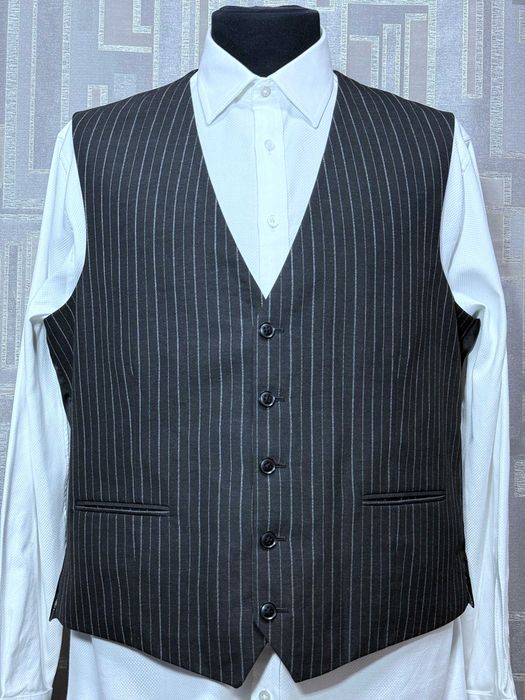 Жилет костюмний чоловічий XL 58-60 розмір Next Tailoring ошатний класичний офіційний елегантний чорний у світлу смужку