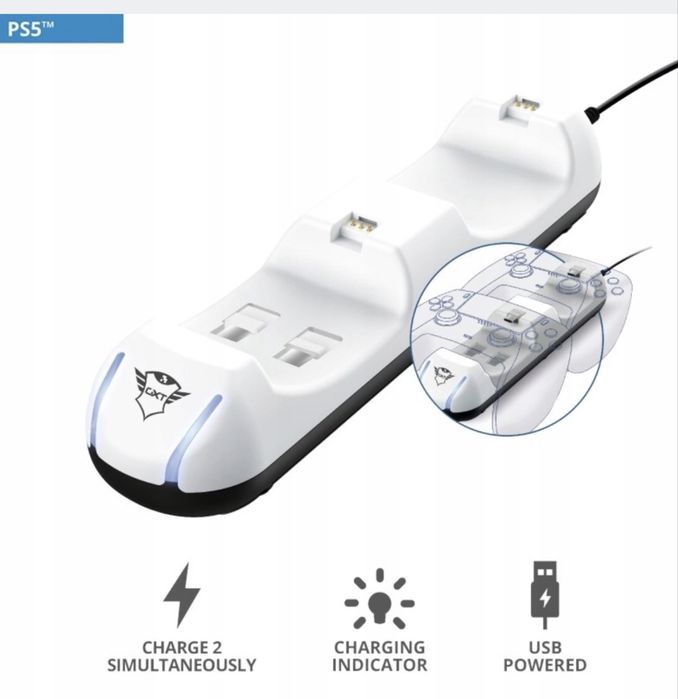 Stacja do ładowania padów PS5 TRUST Duo Charge Dock GXT251 Nowa!