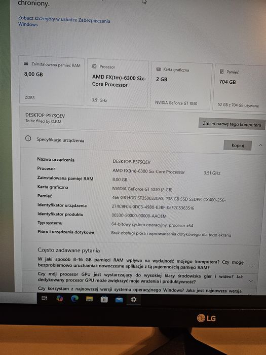 Komputer do domu/nauki  | ASUS Sabertooth 990FX | GT 1030 | SSD + HDD | Vero L3 500W