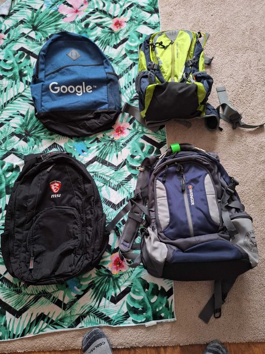 4 plecaki Wenger Google, MSI,  Maleroads plus torba ELLEHAMMER