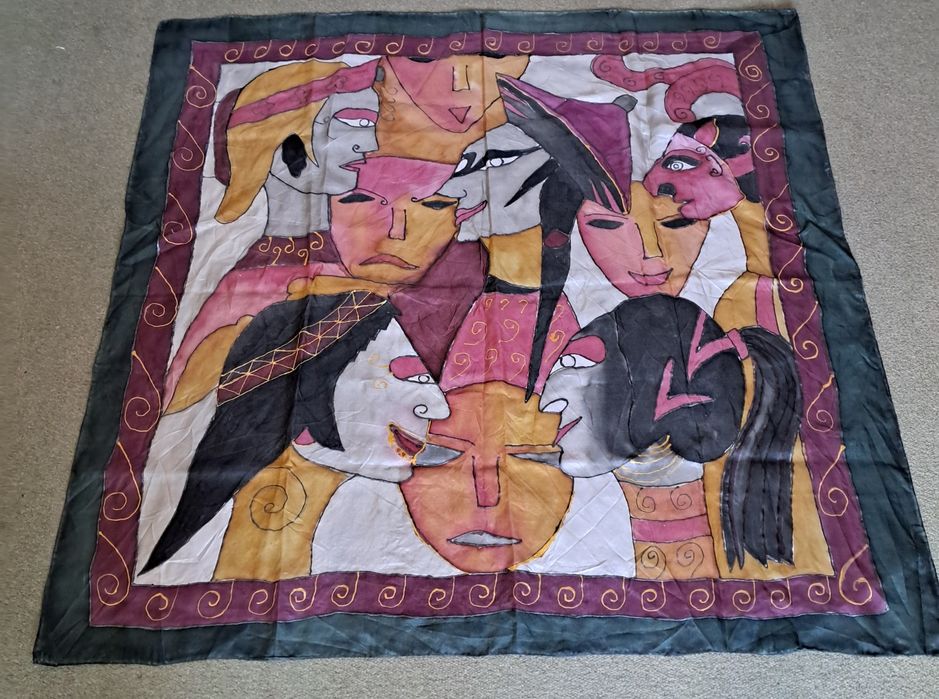 Chusta, apaszka, szal,  jedwab naturalny 86x88