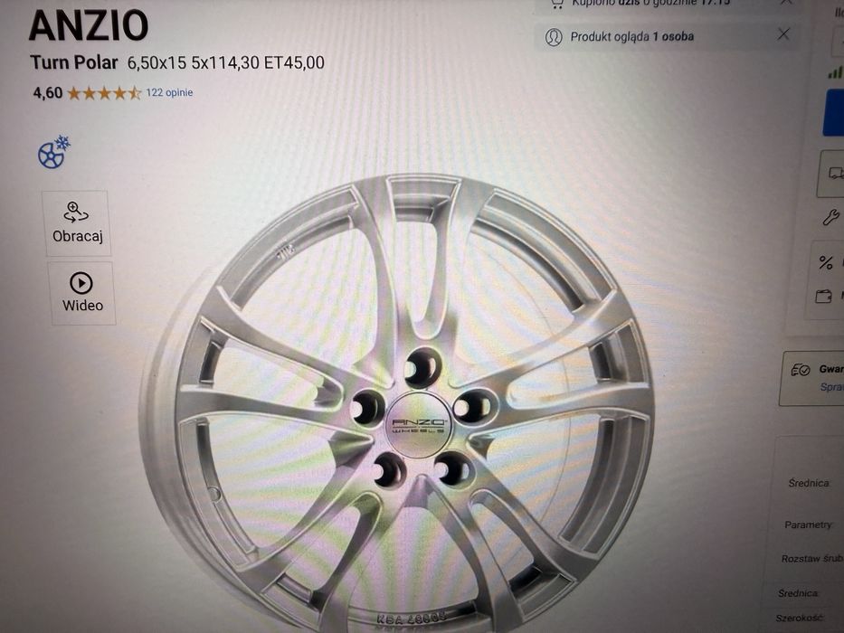 Felgi 5x114,3 6,5 Jx15” Et.45 Kia Hyundai