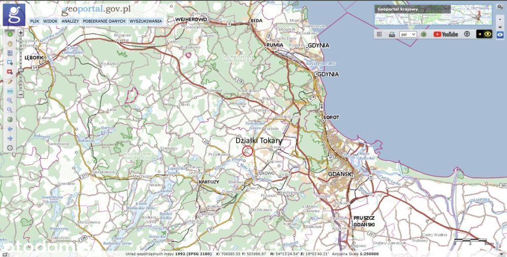 Działka 82/3 Tokary, blisko Trójmiasta, 3km do węzła S7 Miszewo