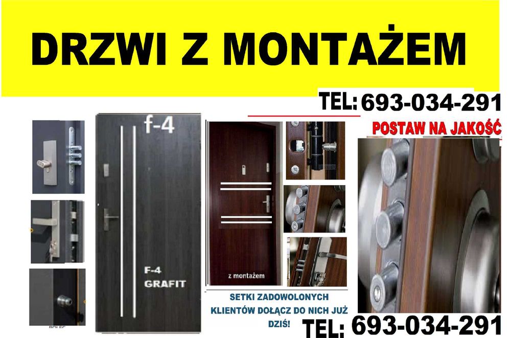 Drzwi do mieszkania WEJŚCIOWE, zewnętrzne z MONTAŻEM, antywłamaniowe