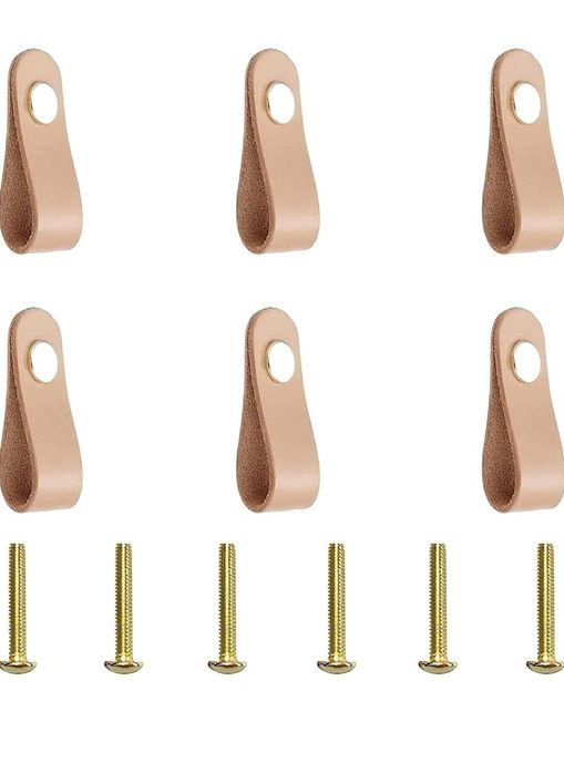 Puxador de cabo de couro com parafusos