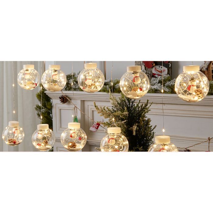 Lampki Świąteczne Kurtyna Bombki Z Drucikami Led