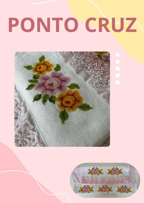 Jogo de toalhas bordadas em Ponto Cruz