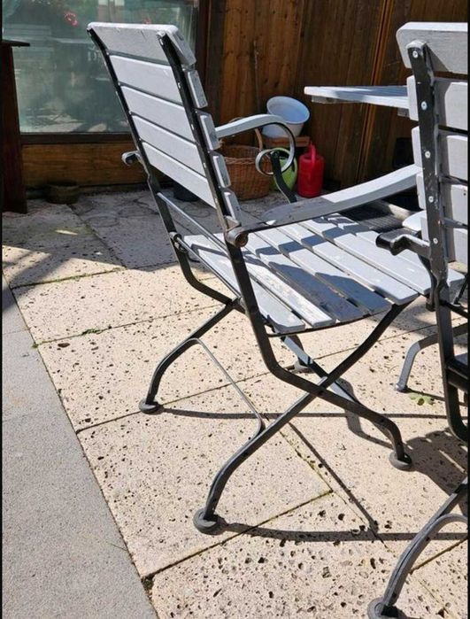 Zestaw mebli brazil ogrodowych stalowo drewnianych składane piwne