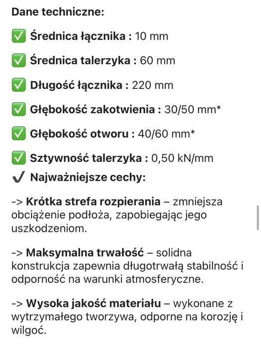 Kołki i łączniki do styropianu 22cm Klimas 70szt