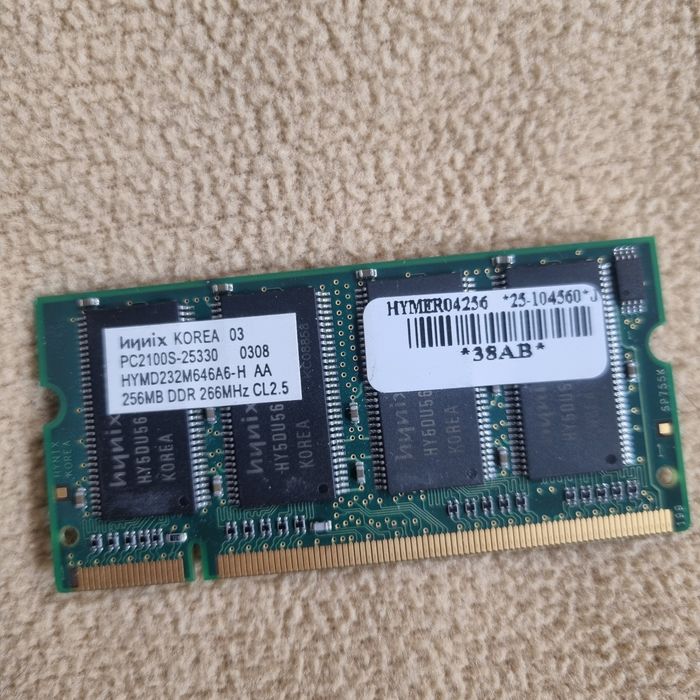Pamięć RAM DDR1 256MB do laptopa | Hynix PC2100S 266MHz
