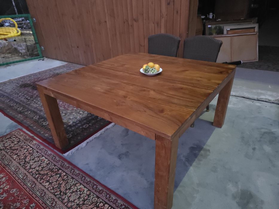 Kolonialny stół kwadratowy 140 cm tekowy #1675 Stylowy Węgrów