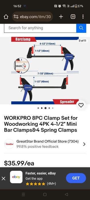 Zestaw mini zacisków stolarskich do drewna