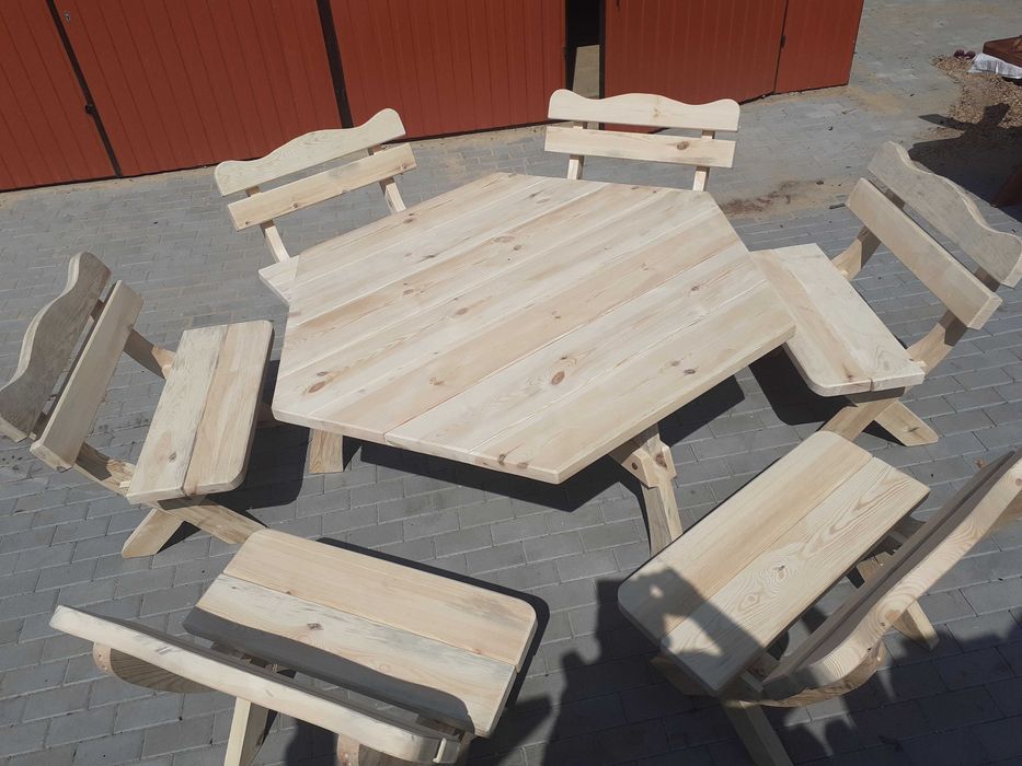 Meble ogrodowe Producent lite drewno zestaw sześciokątny
