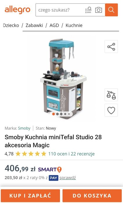 Smoby Kuchnia miniTefal Studio 28 akcesoria Magic Bubble