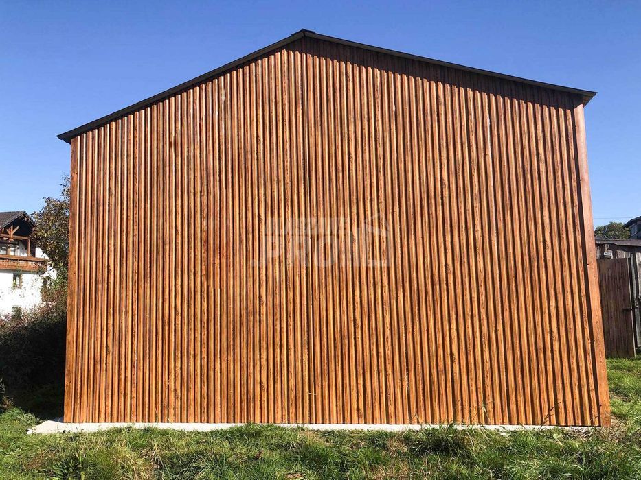 Garaż blaszany 5x9 Brama  3x okno drewnopodobny Dach dwuspadowy GP127