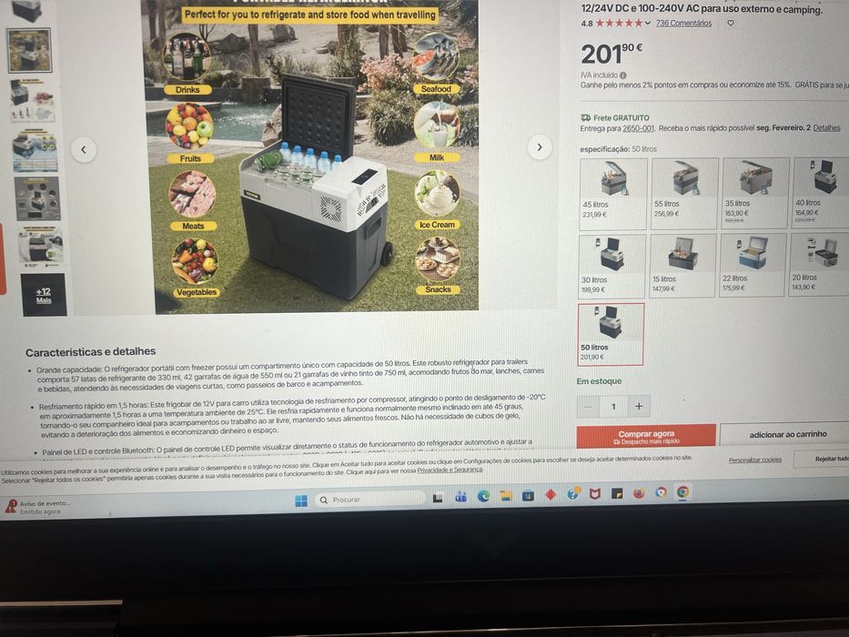 Frigorifico nunca aberto, congelador portatil -  50L Vevor