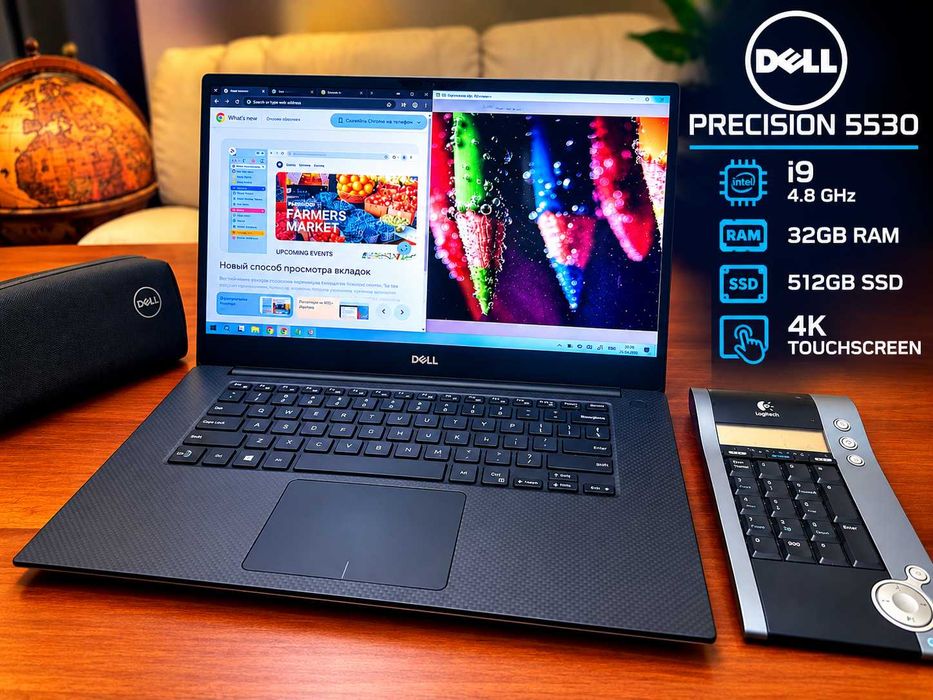 Ноутбук Dell Precision 5530 - Core i9-4,8GHz, 32GB RAM, 256GB SSD, NVidia Quadro P2000, 4K TouchScreen