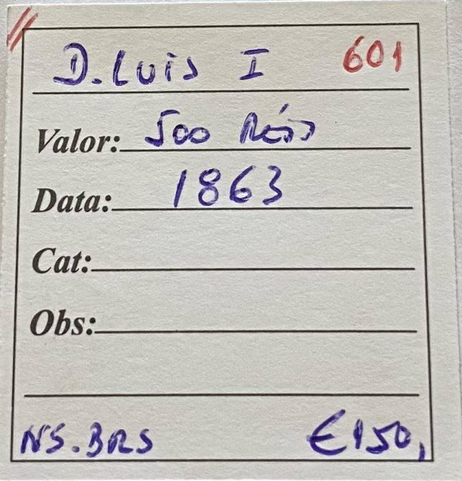 Moeda  601 - D LUIS I - 500 Reis 1863