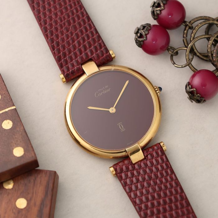 Zegarek damski Cartier Must Burgundy 30mm piekny