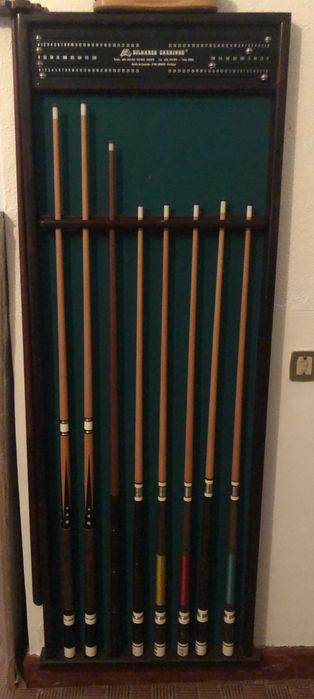 Bilhar + bolas + tacos (com móvel) + candeeiro