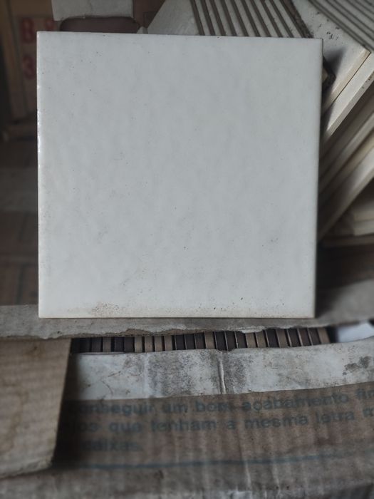 Azulejos brancos malhados e castanho