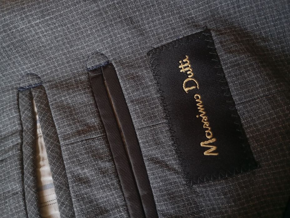 MASSIMO DUTTI 54R wełniana marynarka jasno szara w drobną kratkę