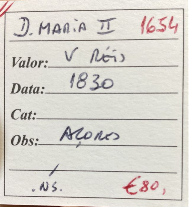Moeda 1654 - D. MARIA II - V Reis 1830 Acores