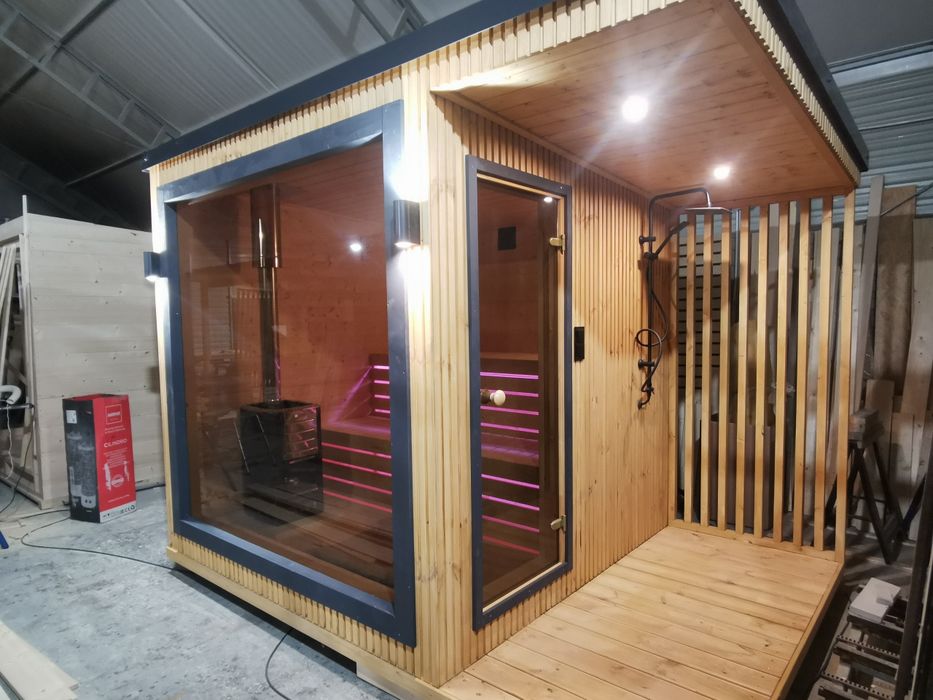 Sauna Ogrodowa 3,3m x 2,3m Prysznic  Piec na drewno Gotowa od Ręki