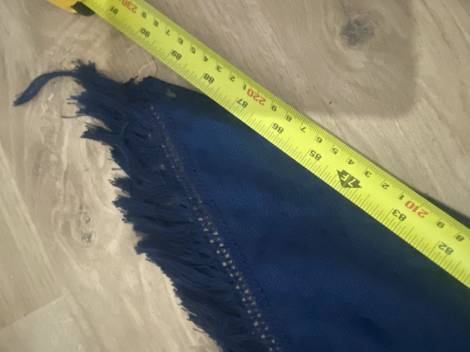 Granatowa aplikacje chusta narzutka poncho duża frędzle szal