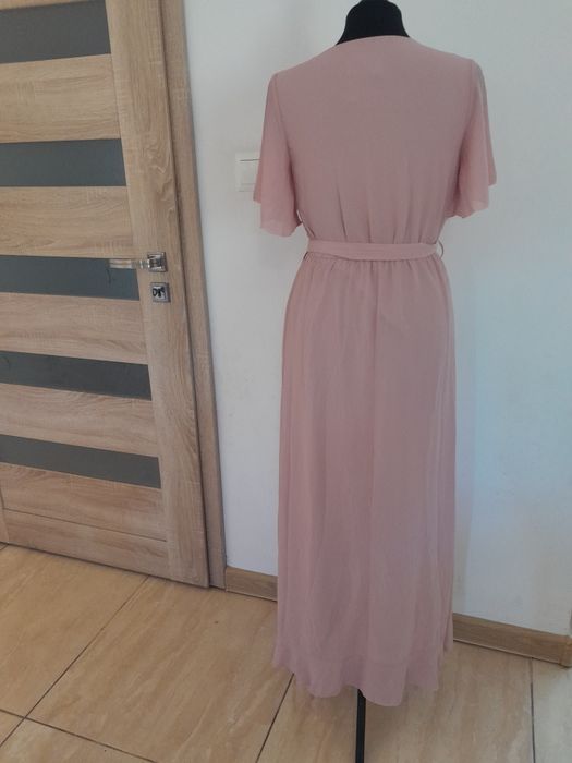 Sukienka długa maxi pudrowy roz XS S 34 36
